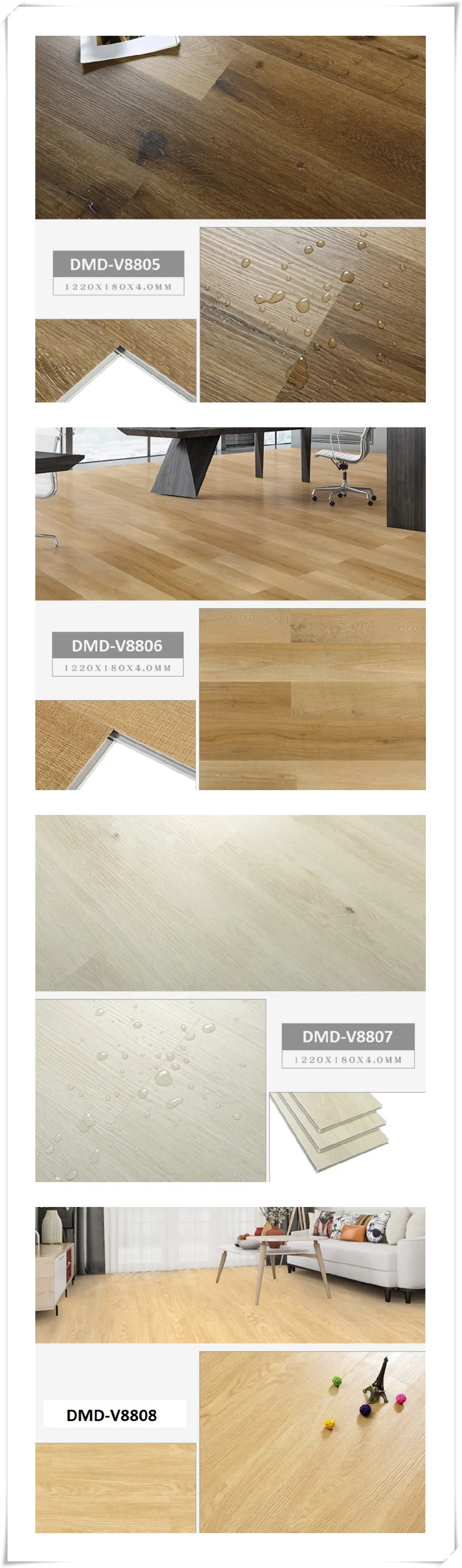 Fire Resistant and Waterproof Plastic Rvp PVC Lvt Vinyl Click Floor